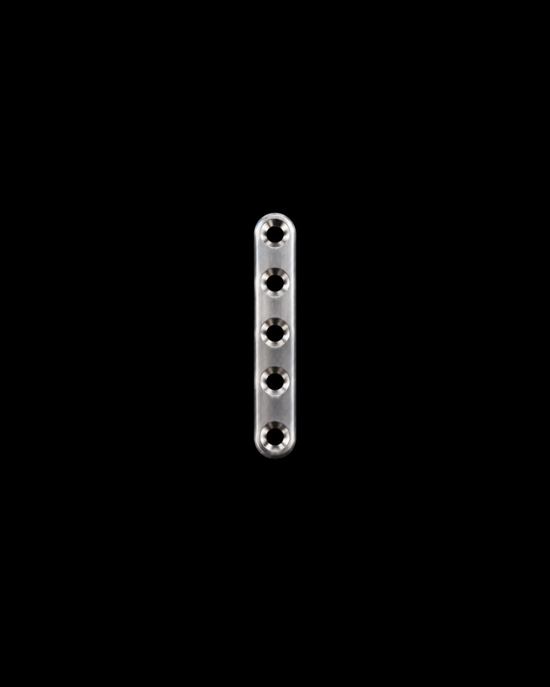 Small straight plate. The everyday plate. It bridges a clean break in the bone.
